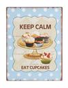 Lyseblåt metal skilt 26x35cm Keep Calm - Eat Cupcakes